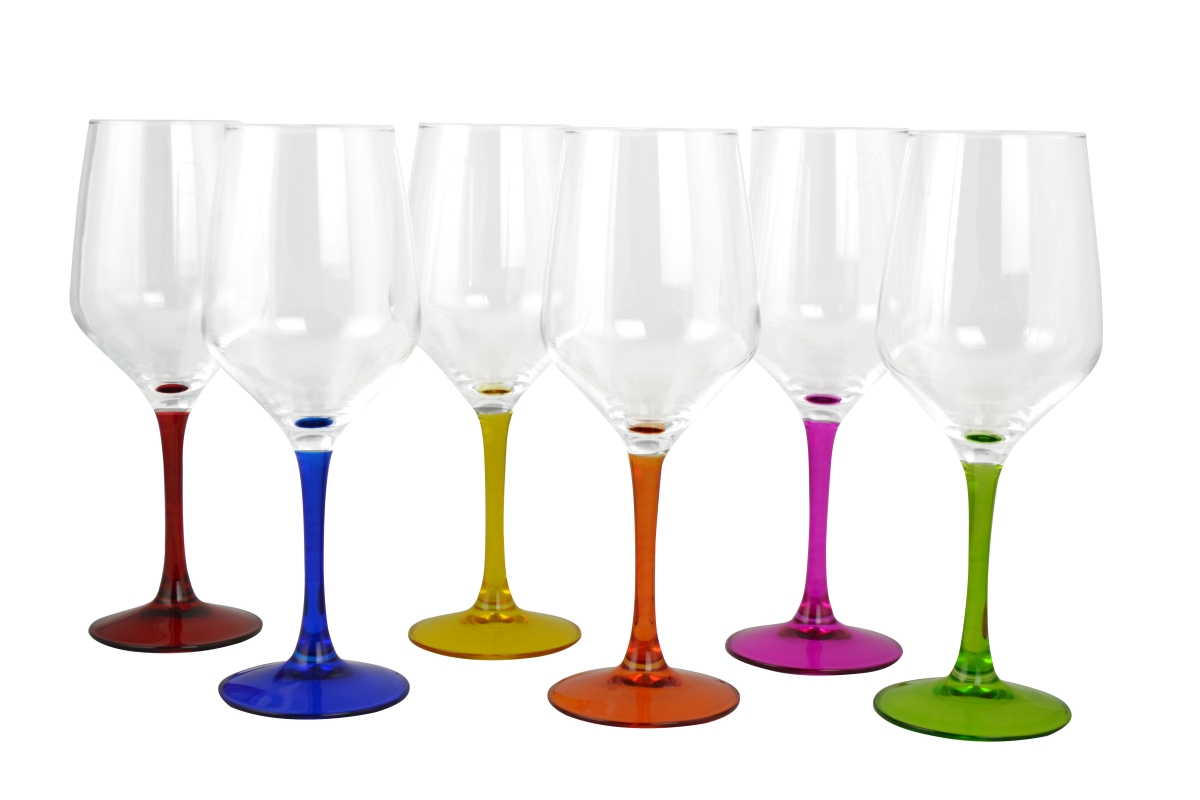 Picture of Three Star Import & Export GS7111 8.75 in. Wine Glass with Multicolor Stem Set&#44; 6 Piece
