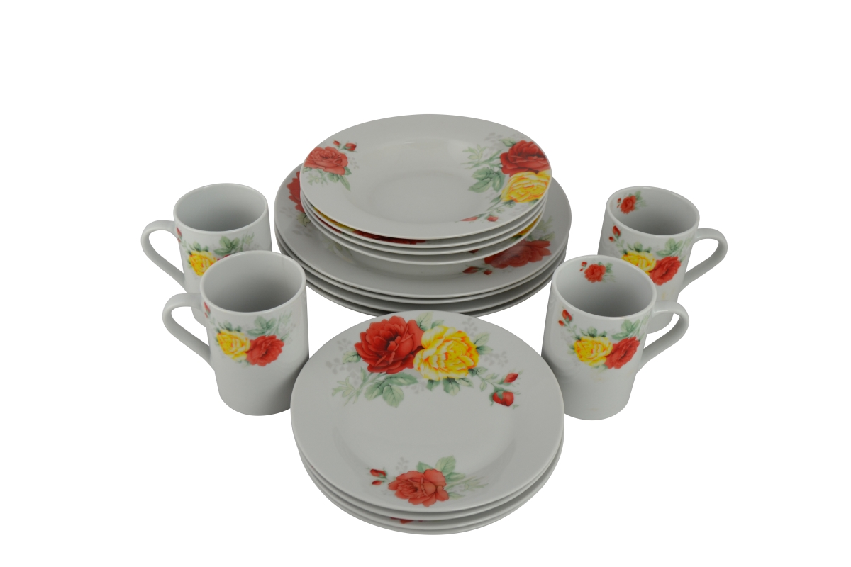 Picture of Three Star Import & Export YL6010 Dinnerware Set&#44; Red & Yellow Flowers - 16 Piece