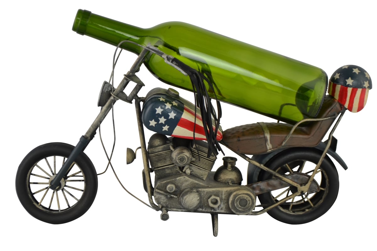 Picture of Three Star Import & Export XL701 16 in. Motorcycle with Stars & Stripes Wine Bottle Holder