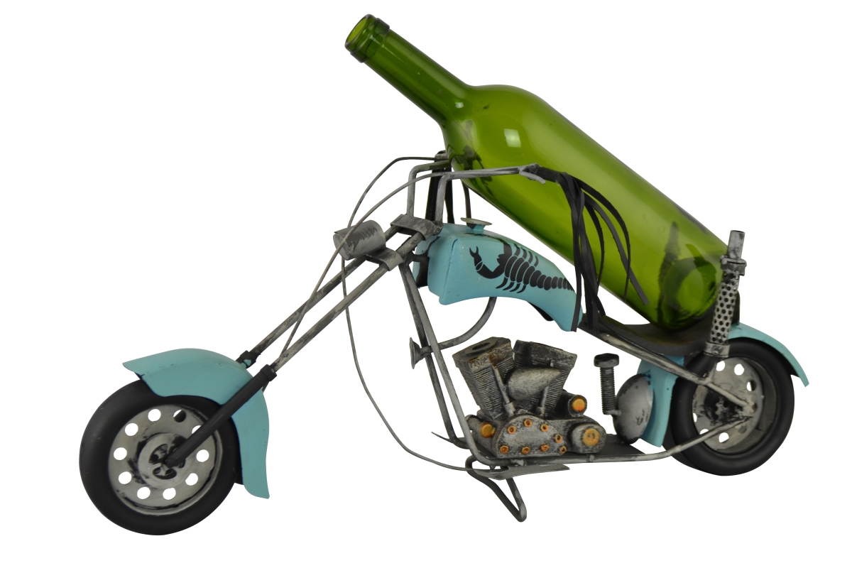 Picture of Three Star Import & Export XL703 19 in. Turquoise Chopper Motorcycle Wine Bottle Holder