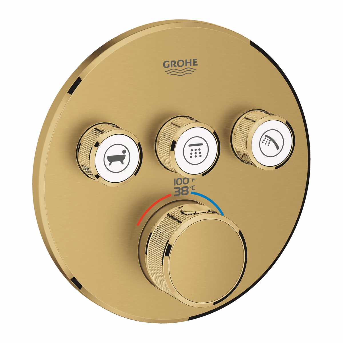 Grohe 29138GN0 GRT Smartcontrol Round 3SC US Thermostatic Trim Control Module, Brushed Warm Sunset