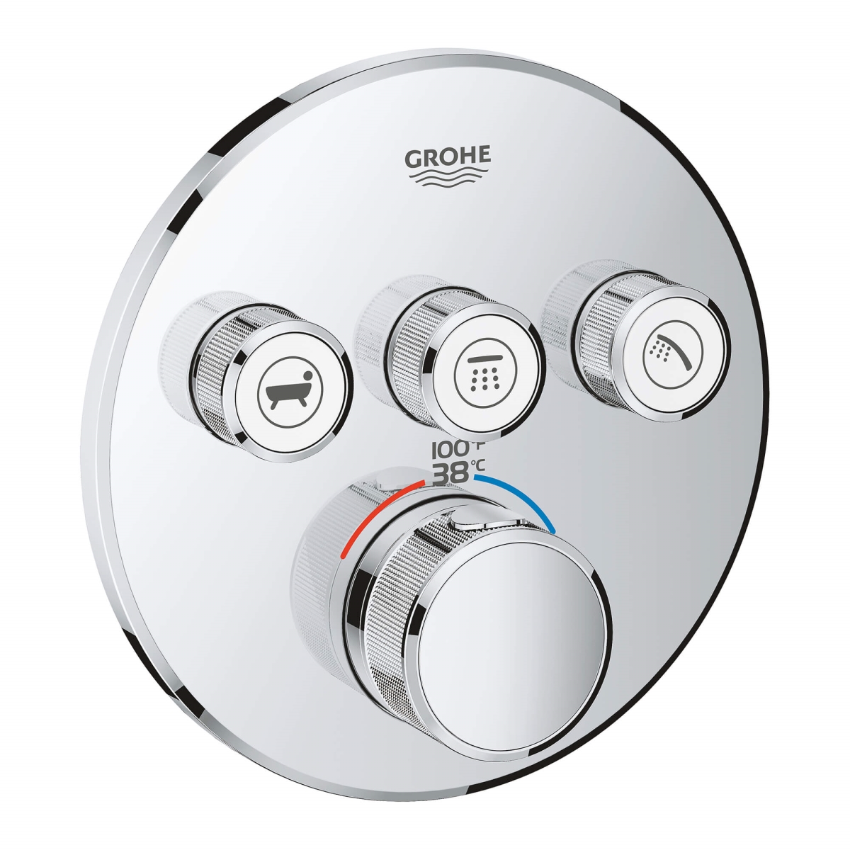 Grohe 29138A00 Triple Function Smartcontrol Round 3Sc US Thermostatic Valve Trim, Hard Graphite