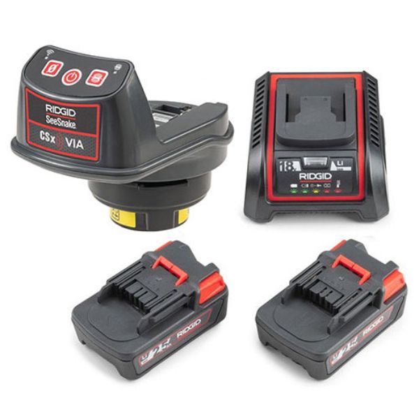 Ridgid CSx Via Kit with 2 Batteries & Charger For SeeSnake Camera Reels - 66528