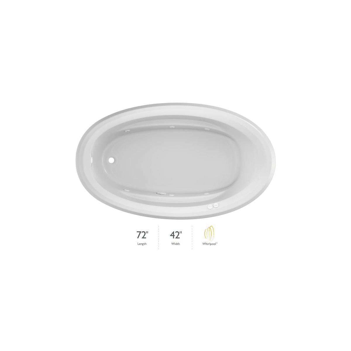 Picture of Jacuzzi J3D7242WLR1XXW 72 x 42 in. Left Hand Signature Oval Drop-In Whirlpool Bathtub&#44; White