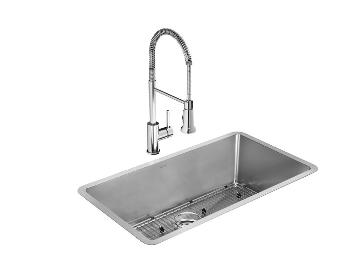 EFRU311610TFC Single Bowl Undermount 16 Gauge Sink Kit with Faucet