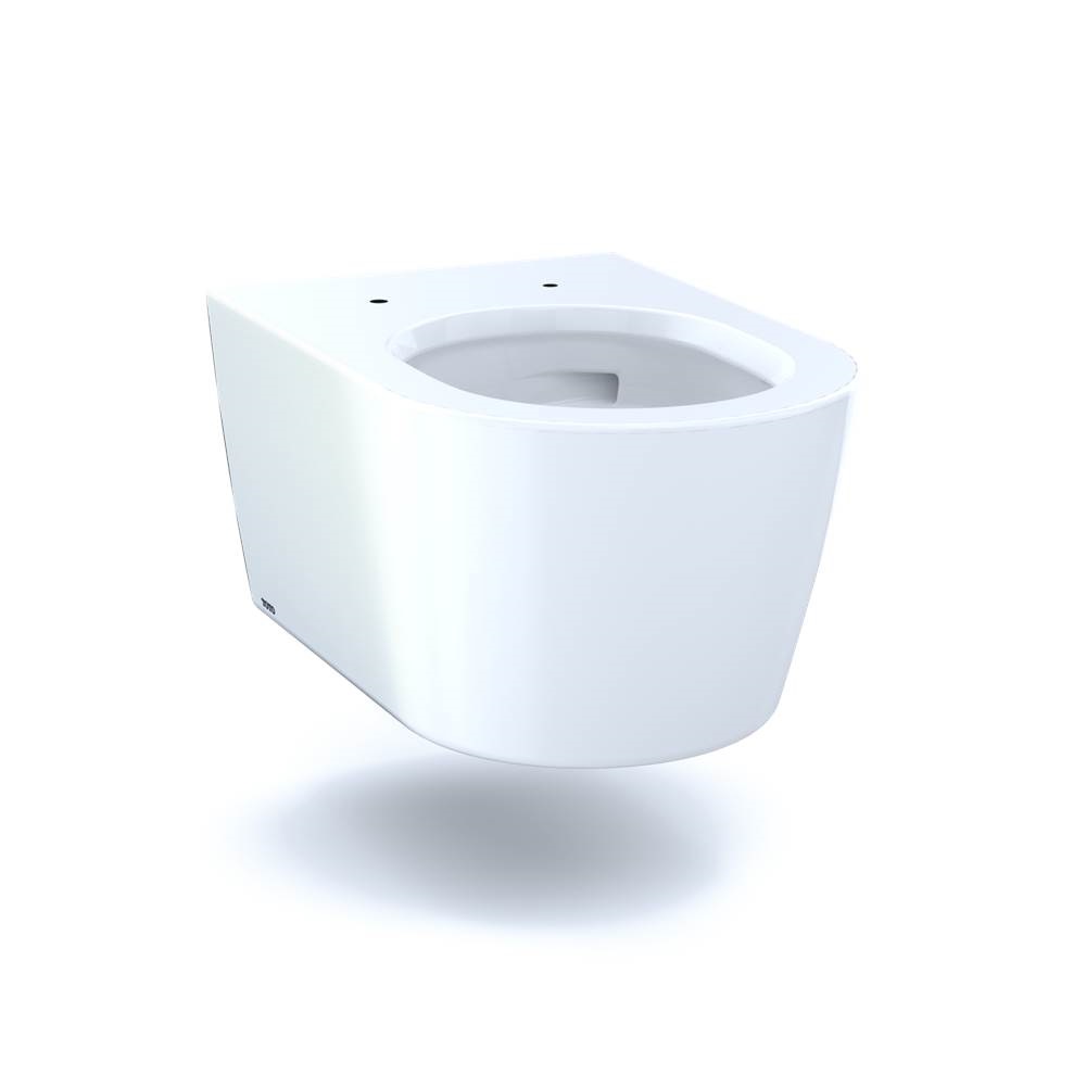 CT447CFG-01 RP Wall-Hung Contemporary D-Shape Dual Flush 0.9 & 1.28 GPF Universal Height Skirted Toilet Bowl with Cefiontect Cotton White
