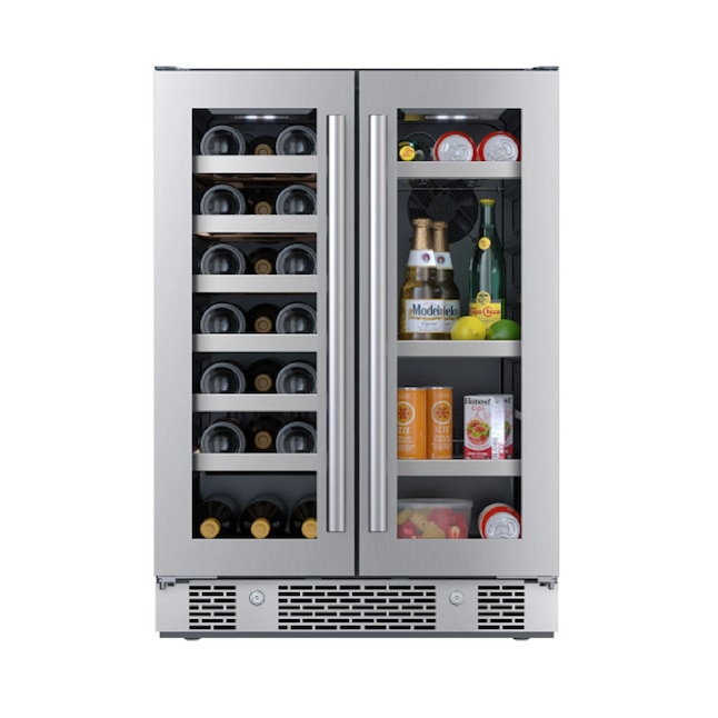 AWBC242GGFD 24 in. Wide 21 Bottle Capacity & 64 Can Capacity Beverage Center with LED Lighting & Double Pane Glass, Stainless Steel -  Avallon