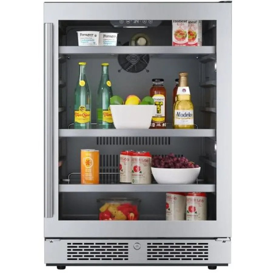 Picture of Avallon ABR242SGRH 24 in. Wide 140 Can Energy Efficient Beverage Center with LED Lighting&#44; Double Pane Glass & Touch Control Panel & Right Swing Door&#44; Stainless Steel - Right Hinged