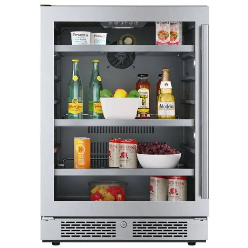 Picture of Avallon ABR242SGLH 24 in. Wide 140 Can Energy Efficient Beverage Center with LED Lighting&#44; Double Pane Glass & Touch Control Panel & Left Swing Door&#44; Stainless Steel - Left Hinged