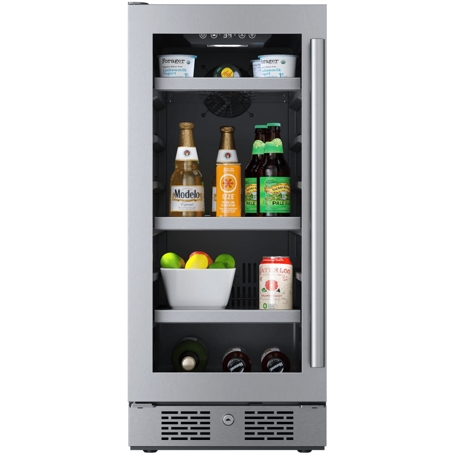 ABR152SGLH 15 in. Wide 86 Can Beverage Center with LED Lighting, Stainless Steel - Left Hinged -  Avallon