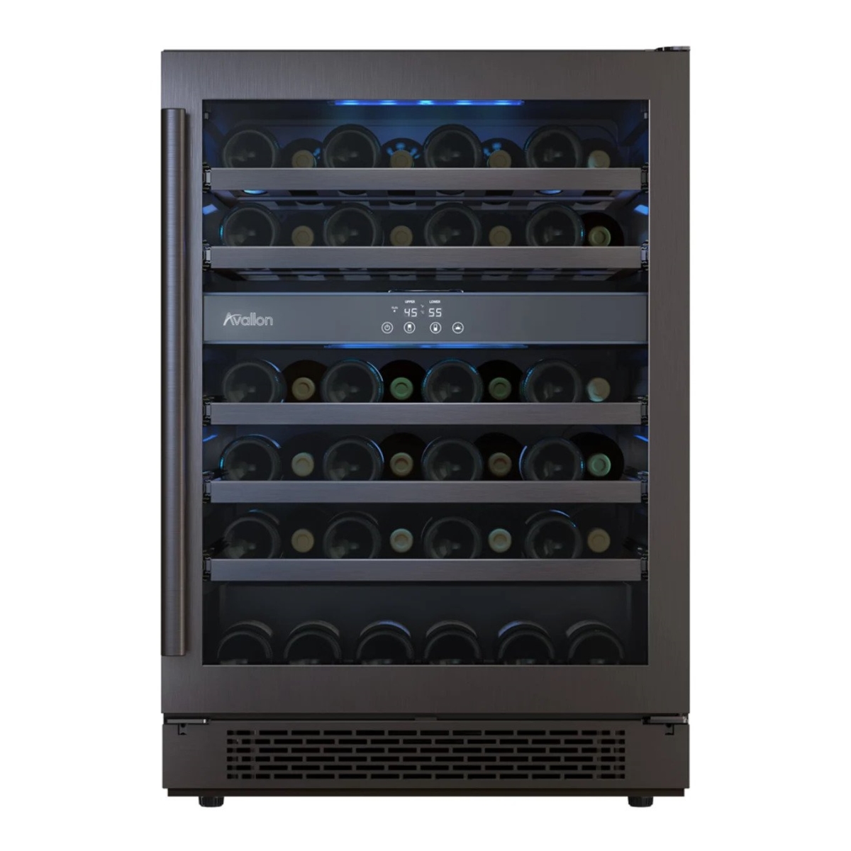 Picture of Avallon AWC242DZLH 24 in. Wide 45 Bottle Capacity Dual Zone Wine Cooler with Left Swing Door, Stainless Steel - Left Hinged