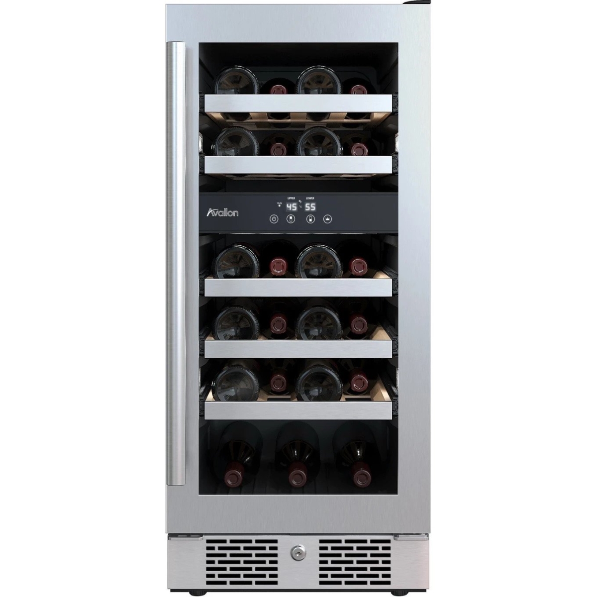 Picture of Avallon AWC152DZRH 15 in. Wide 23 Bottle Capacity Dual Zone Wine Cooler with Right Swing Door, Stainless Steel - Right Hinged