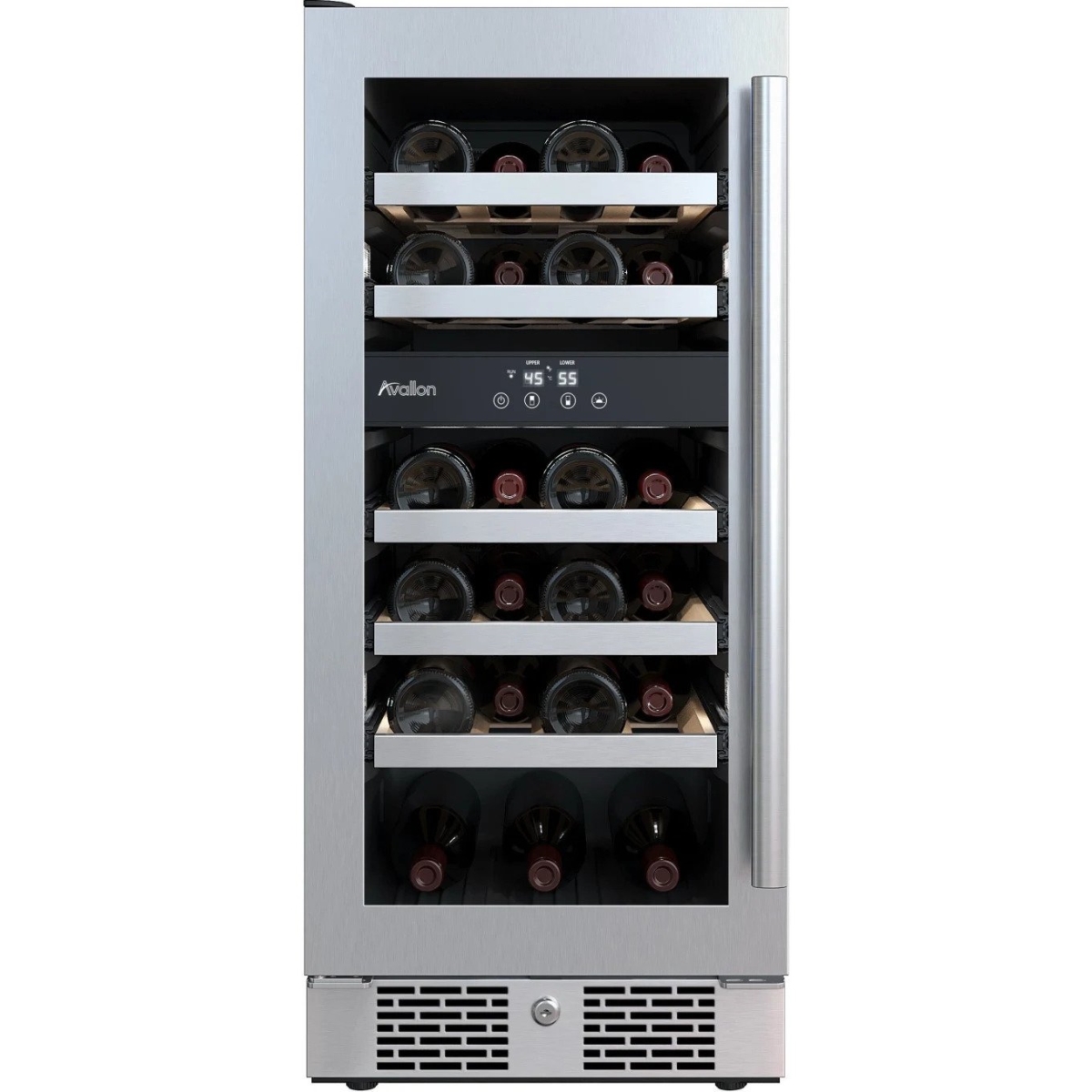 Picture of Avallon AWC152DZLH 15 in. Wide 23 Bottle Capacity Dual Zone Wine Cooler with Left Swing Door, Stainless Steel - Left Hinged