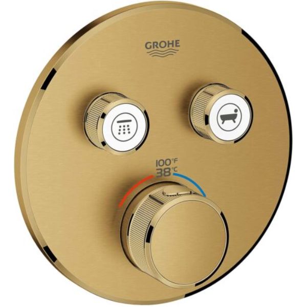 Grohe 29137GN0 Dual Function Thermostatic Valve Trim, Grohe Brushed Cool Sunrise