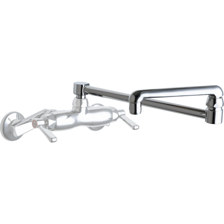DJ18E35JKABCP Chicago Double Jointed Swing Spout with E35 Faucets, Polished Chrome Plate