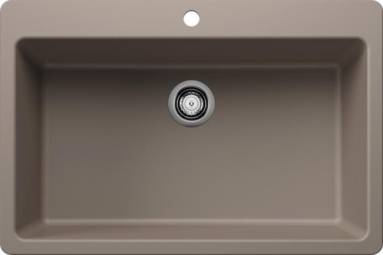 Picture of Blanco 443198 33 x 22 in. 1H 1B Quatrus Dual Mount Kitchen Sink - Truffle