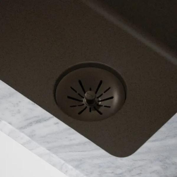 LKPDQSMC 3.5 in. Quartz Perfect Drain Removable Polymer Basket Strainer & Rubber Stopper - Mocha