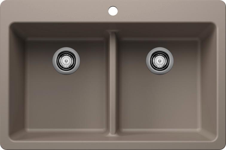 Picture of Blanco 443206 33 x 22 in. 1H 2B Dual Mount Kitchen Sink - Truffle