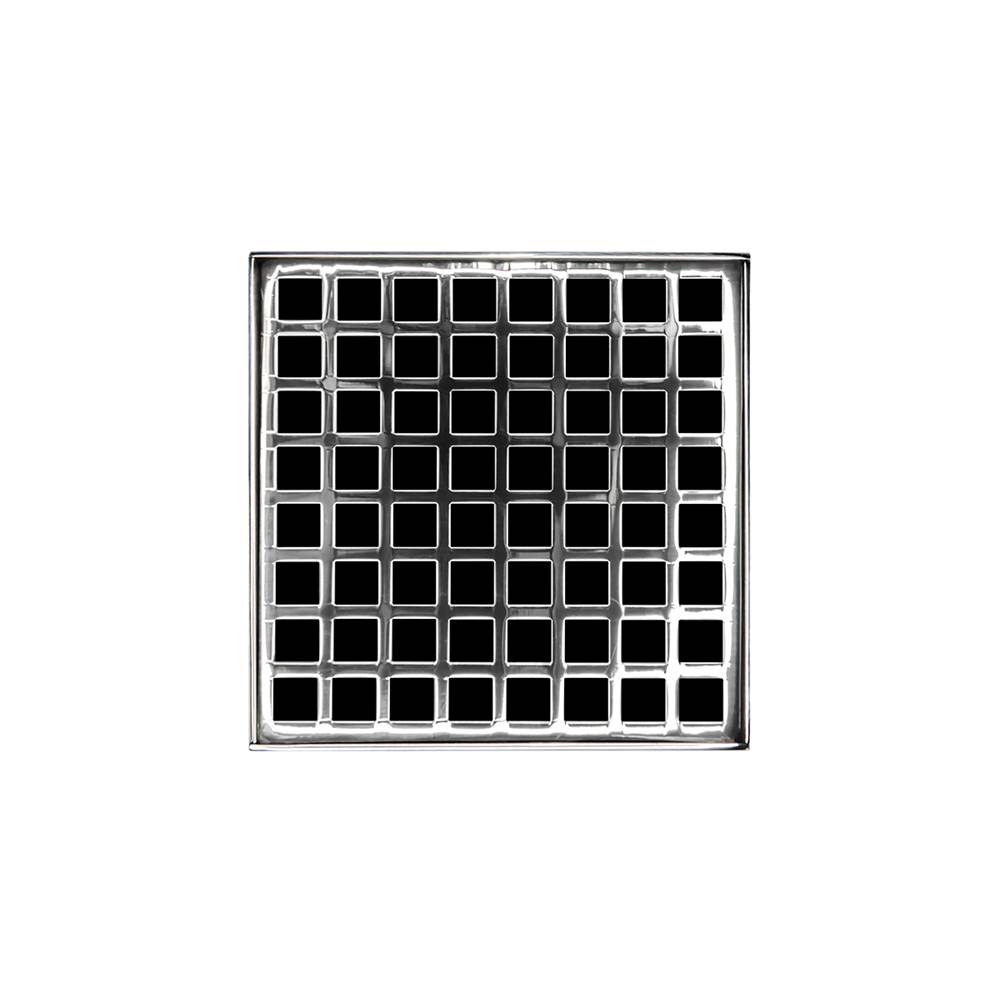 Q 5 PS 5 x 5 in. Strainer with Squares Pattern Decorative Plate & 2 in. Throat - Polished Stainless
