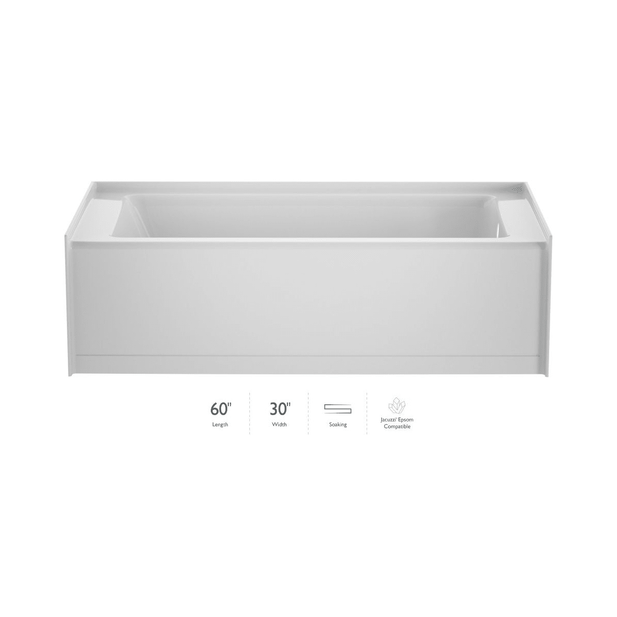 Picture of Jacuzzi J166030BRXXXXW 60 in. Signature Contemporary Versatility Soaking Tub with Right Drain & Overflow&#44; White