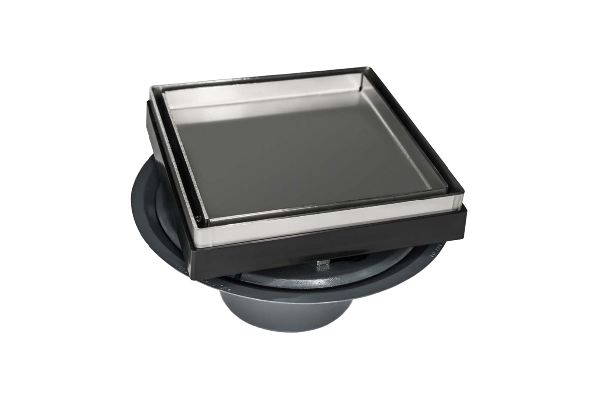 LTD5-2P SB 5 x 5 in. Center Drain LTD 5 Tile Insert Complete Kit with PVC Drain Body & 2 in. Outlet