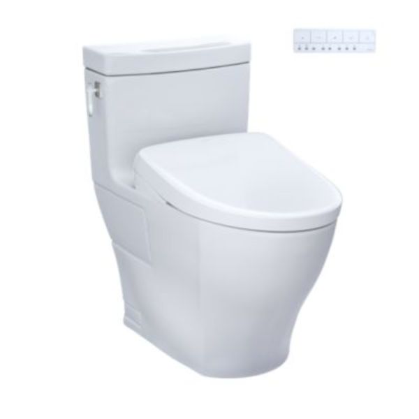 Aimes 1.28 GPF One Piece Elongated Toilet, Tornado Flush, CEFIONTECT Glaze, EWATER+, PREMIST