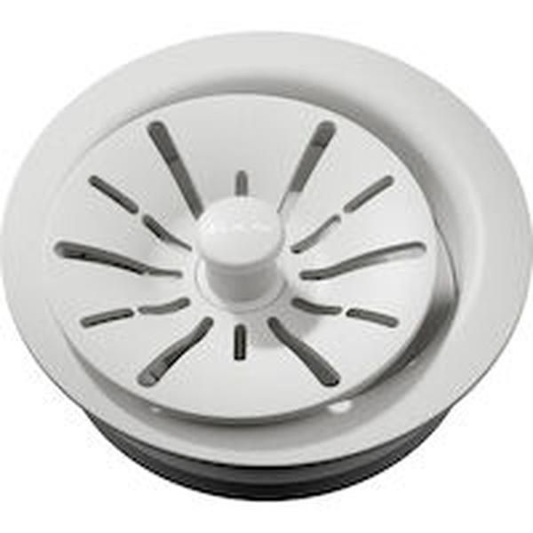LKPDQD1WH 2.5 in.  Quartz Perfect Drain Polymer Disposer Flange with Removable Basket Strainer & Rubber Stopper, White