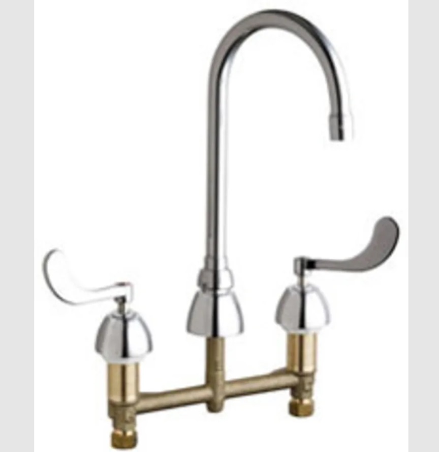Picture of Chicago Faucets 786-E35XKABCP 5.25 in. Concealed Kitchen Sink Faucet with 4 in. Wristblade Handle, Polished Chrome Plate