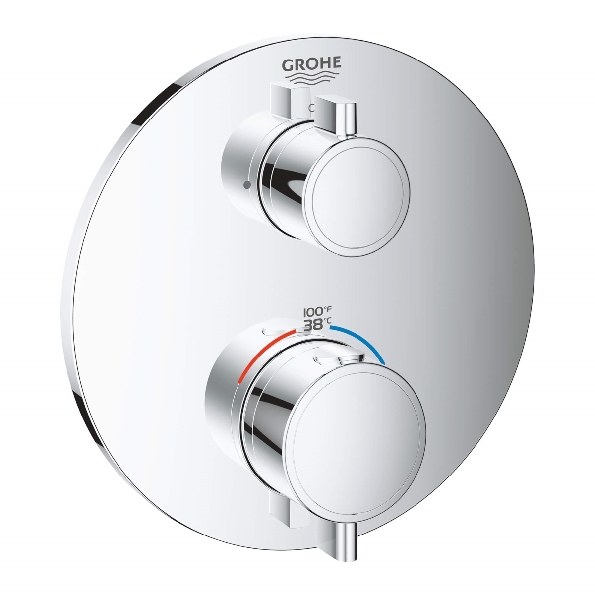 GROHE 24133000 Dual Function Thermostatic Valve Trim Only with Double Knob Handles, Chrome