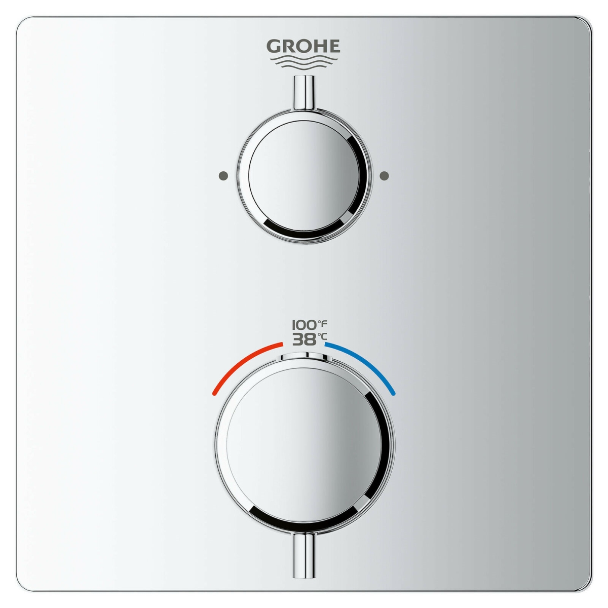 Grohe 24111000 Grohtherm Dual Function 2-Handle Thermostatic Valve Trim, Chrome