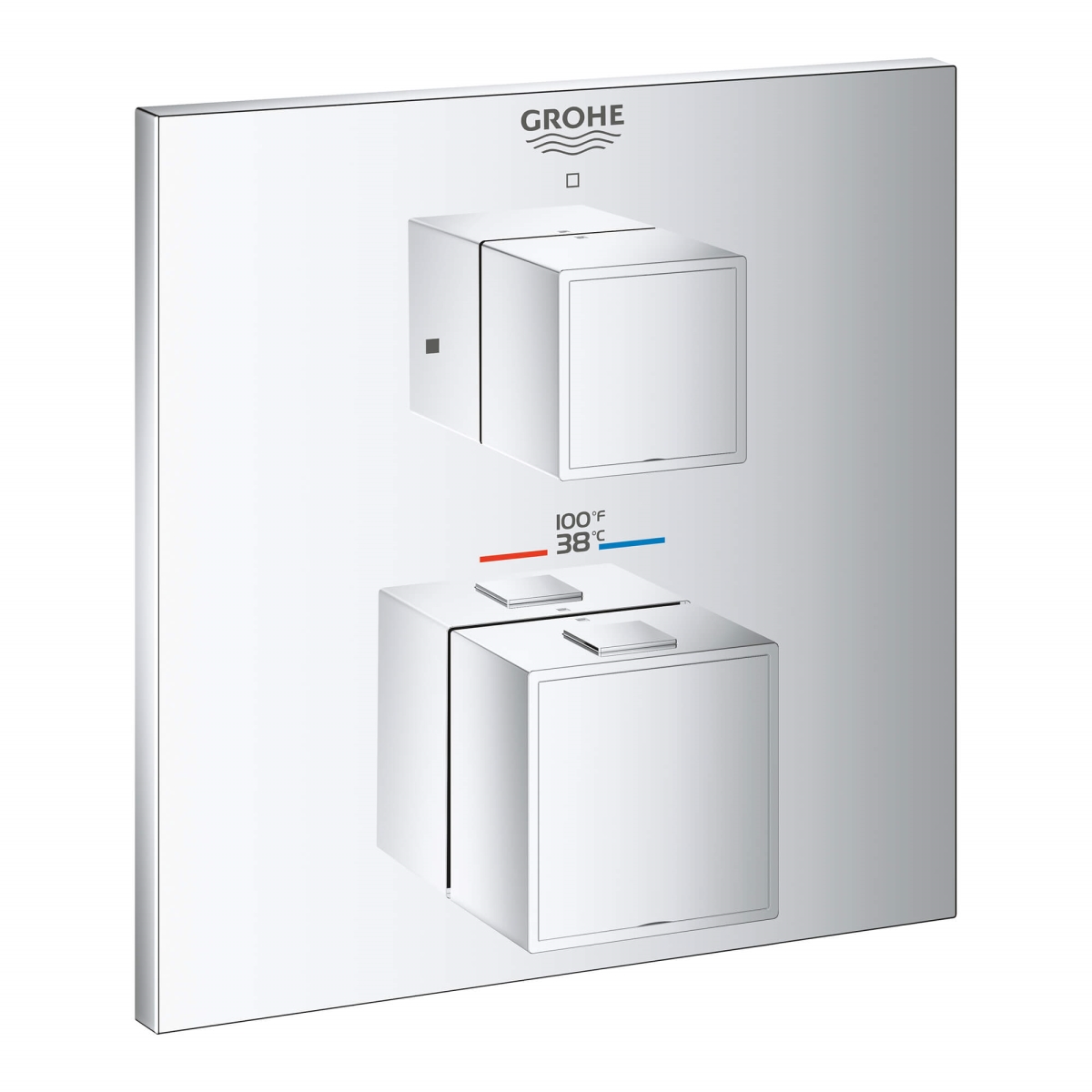 Grohe 24158000 Grohtherm Cube Dual Function 2 Handle Thermostatic Trim with Control Module, Chrome