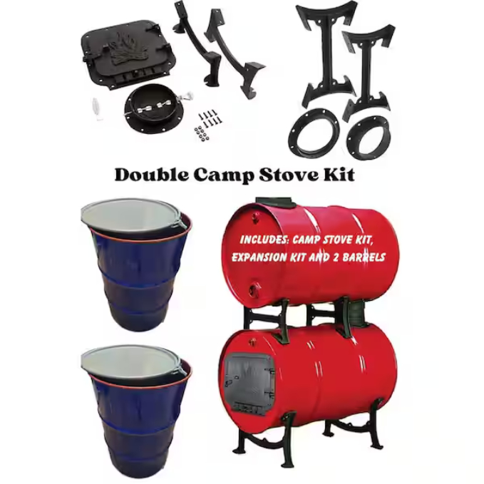 Picture of Total Sourcing Concepts DCSKBB55 Double Barrel Camp Stove Kit with 2 Barrels
