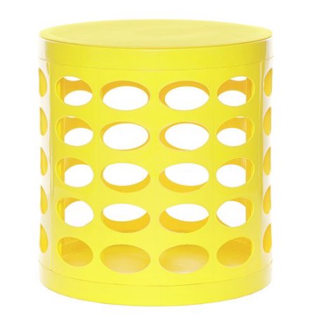 Picture of NuSteel TT-107YBV Otto Storage Stool - Round Plastic Storage Ottoman with Oval Perforated Pattern  Yellow