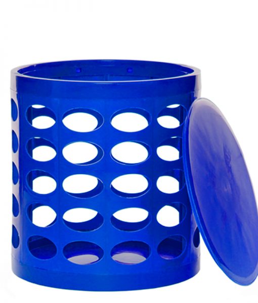 Picture of NuSteel TT-103BLV Otto Storage Stool - Round Plastic Storage Ottoman with Oval Perforated Pattern  Blue