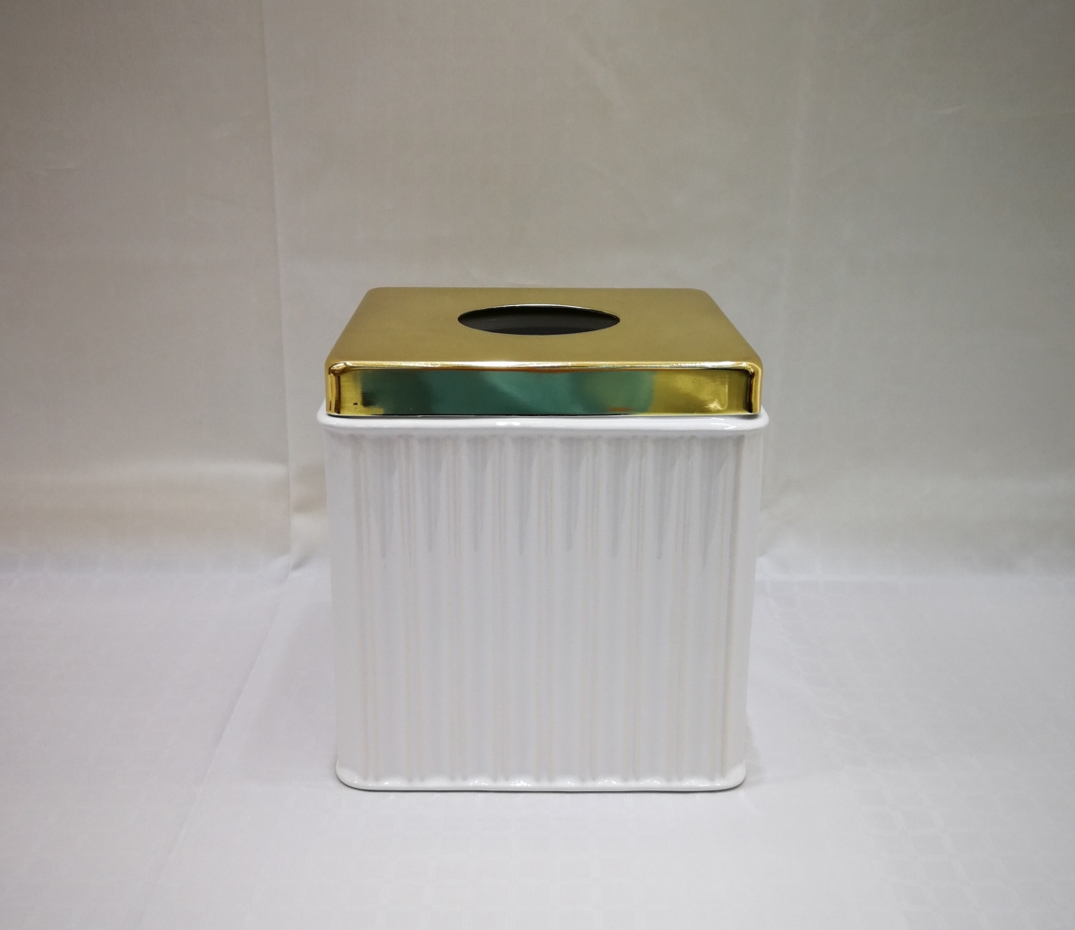 PAN9H Panache Ceramic & Gold Boutique Tissue Holder, White -  Nusteel