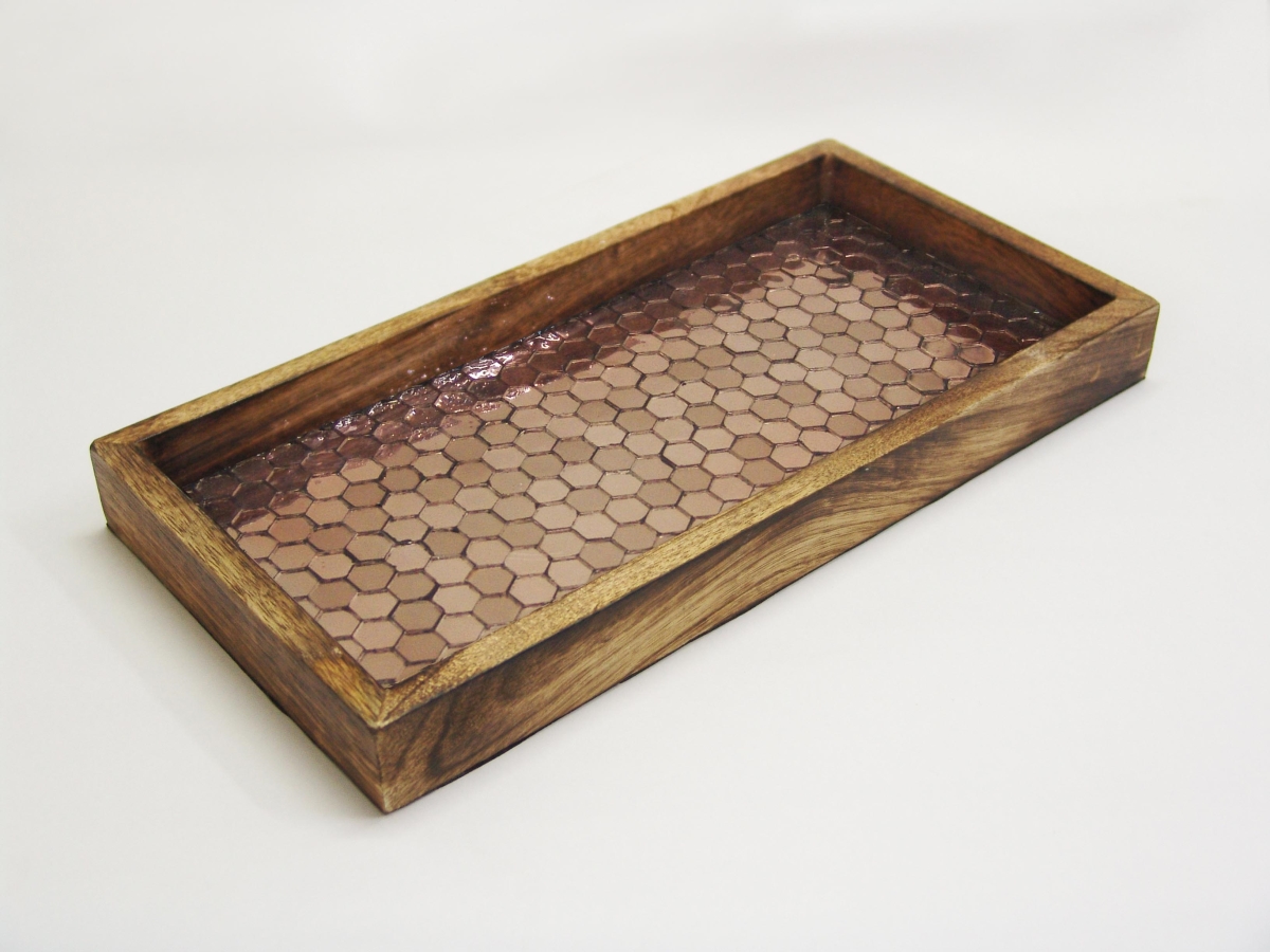 Picture of NuSteel TR-241L 13 x 6.5 in. Copper Mosaic Wooden Tray