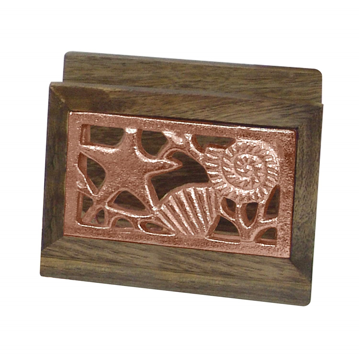 Picture of NuSteel TG-NP-01C Wooden Napkin Holder with Burnt Wood & Copper