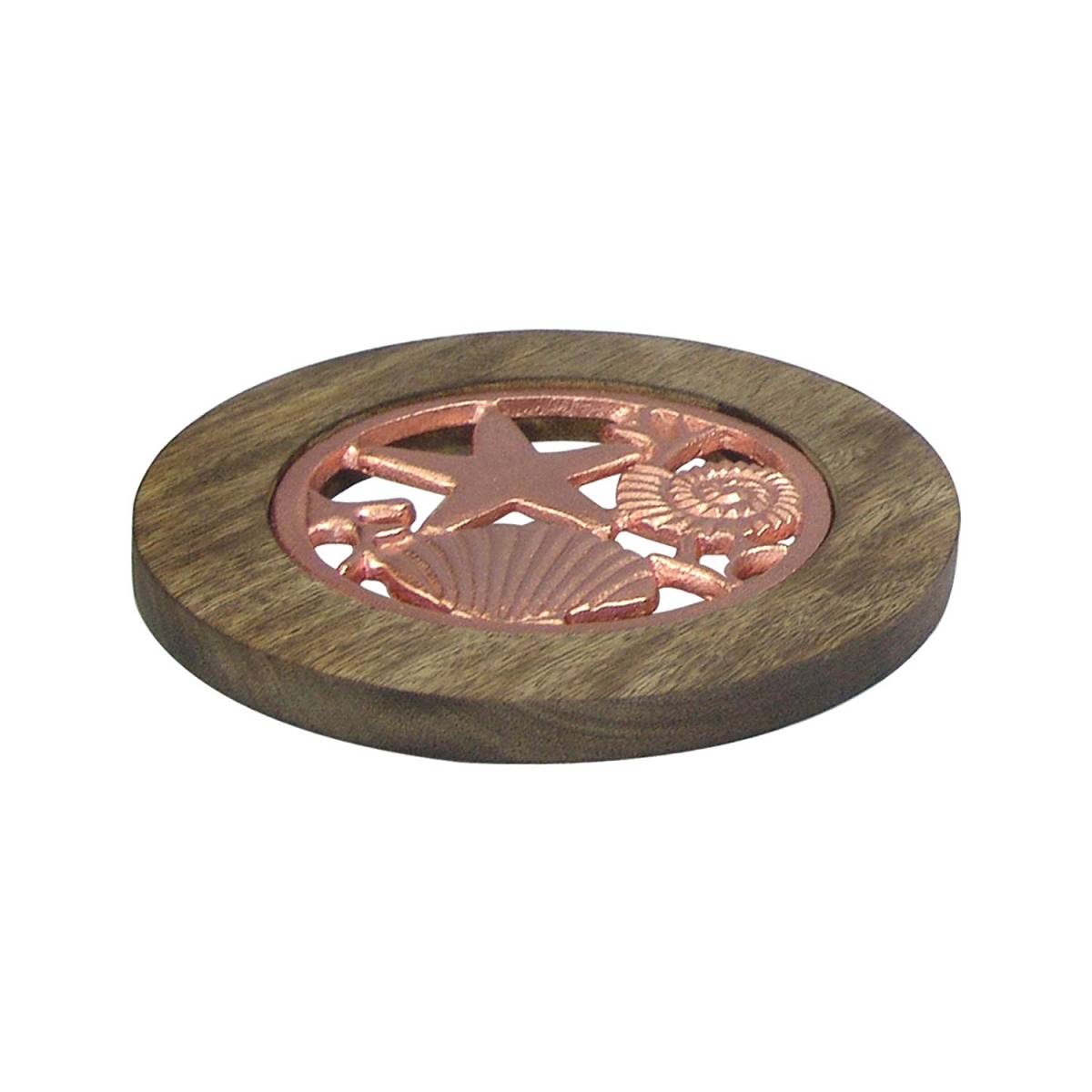 Picture of NuSteel TG-TRI-01C Wooden Trivet with Burnt Wood & Copper