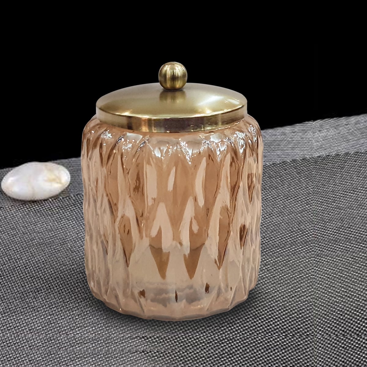 Picture of Nusteel GLA328C-1 Amber Glass With Gold Colored Steel Cotton Container