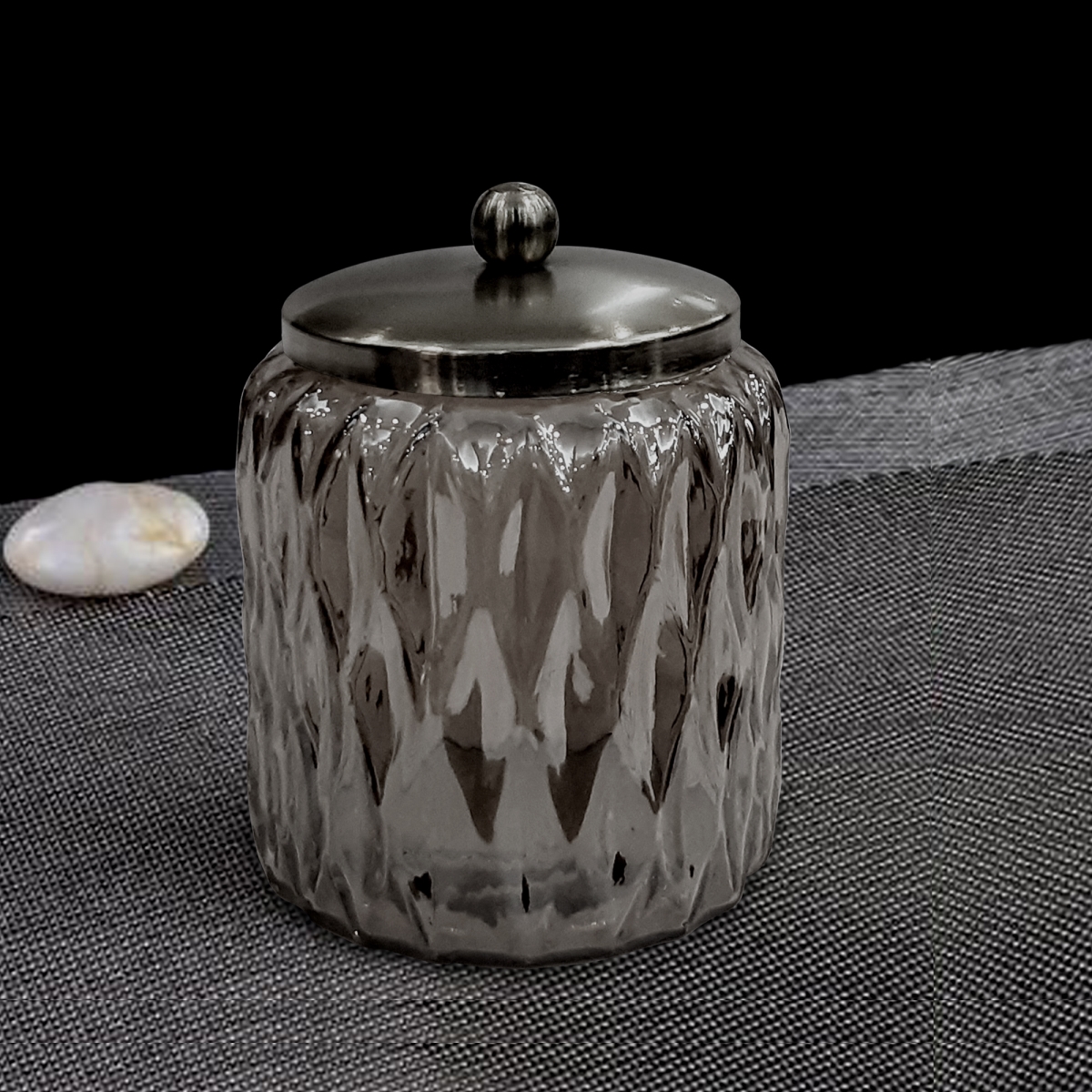 Picture of Nusteel GLA328D-1 Black Glass With Black Nickel Steel Cotton Container