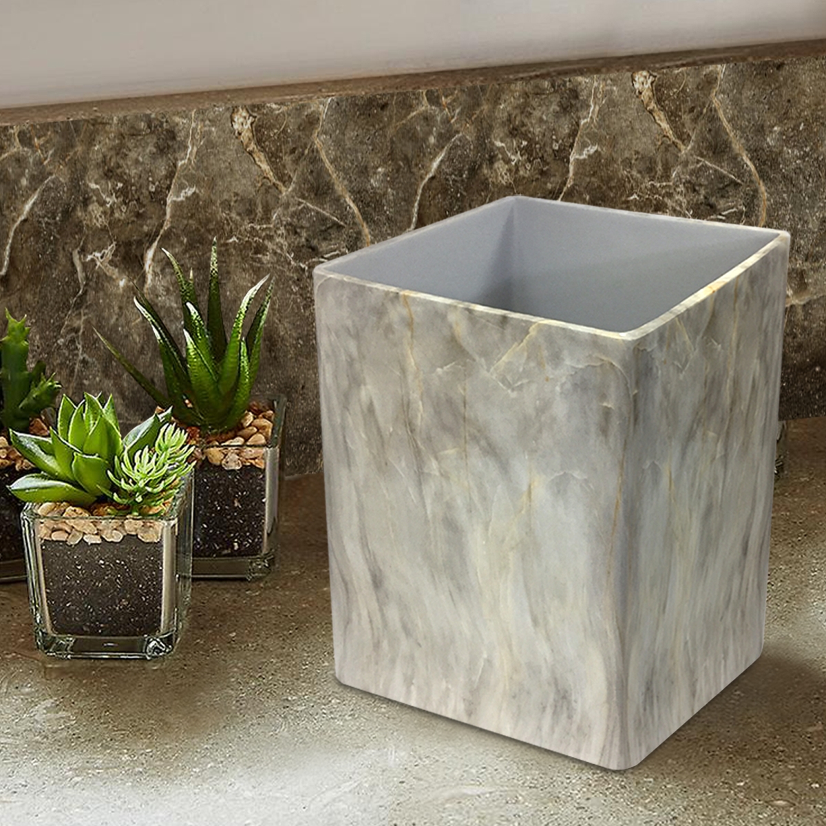 Picture of Nusteel RES566-8H Stone Hedge Resin Wastebasket