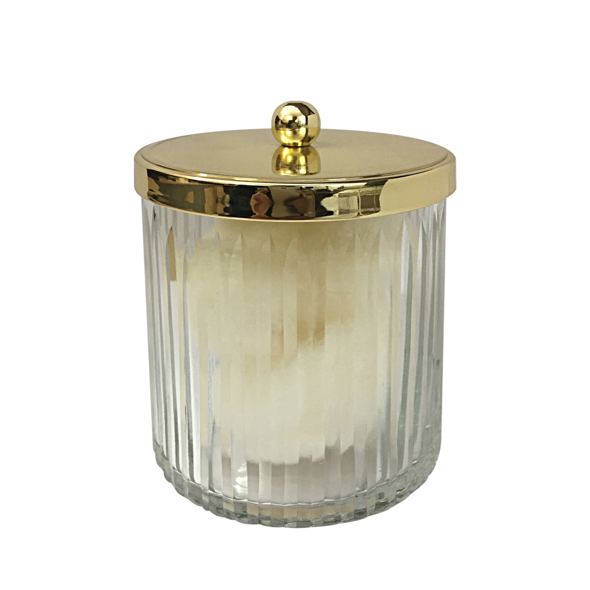 Picture of NU Steel GLA372-1 Kaiwah Glass & Steel Q-Tip Jar&#44; Gold Plated