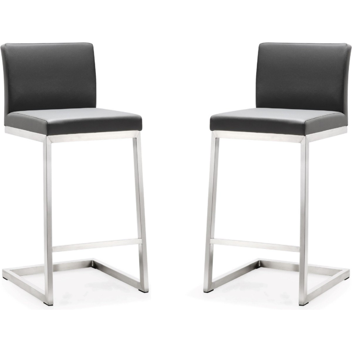 TOV-K3606 Parma Stainless Steel Counter Stool  Grey - Set of 2 -  Tov Furniture