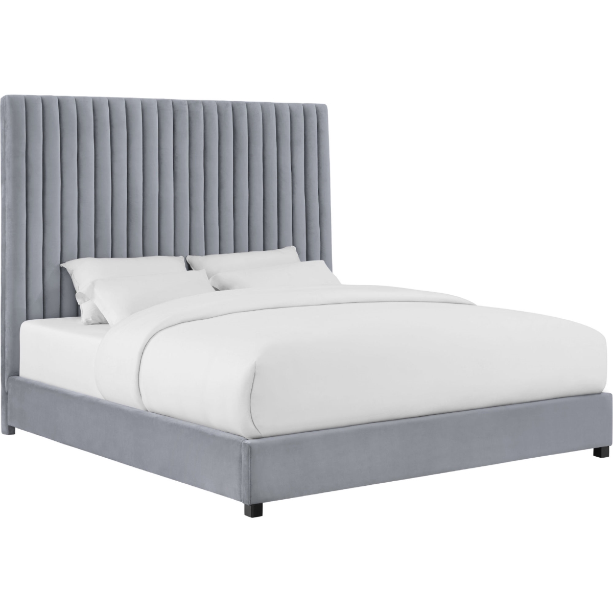 TOV-B97 67 x 65.4 x 82.3 in. Arabelle Grey Velvet Bed, Queen Size -  Tov Furniture