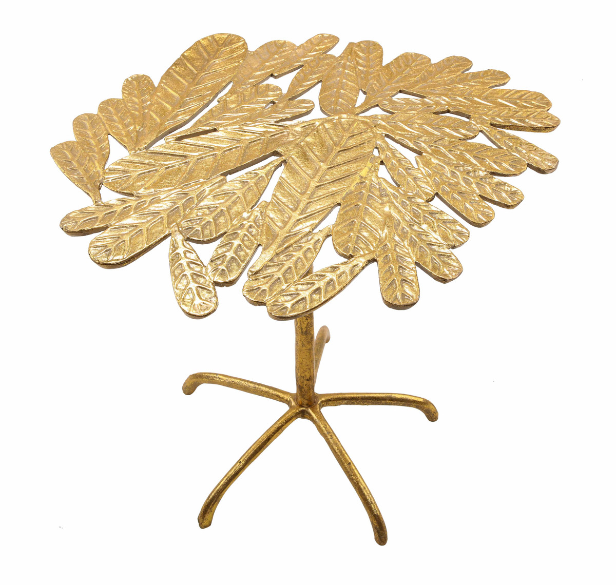 Tov Furniture Freesia Leaf Designed Top Gold Aluminum Side Table