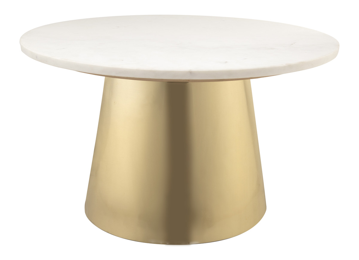 Picture of TOV Furniture TOV-OC18134 Bleeker Marble Cocktail Table - White & Gold - 16.5 x 30.8 x 30.8 in.