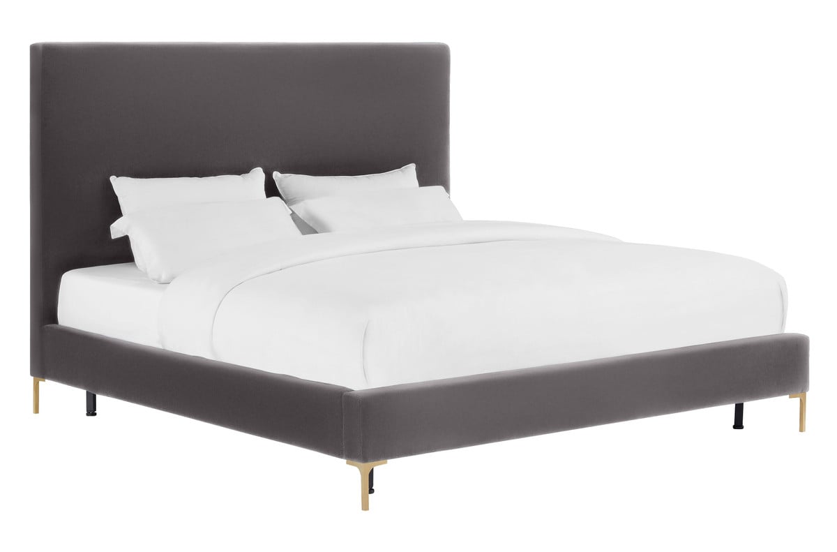 TOV-B6268 Delilah Velvet Bed - Grey, Queen Size - 57.5 x 65.8 x 89.8 in -  Tov Furniture