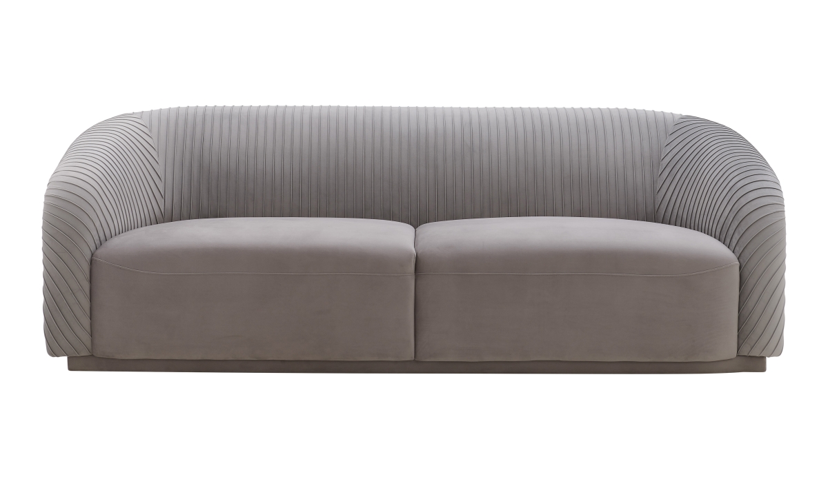 TOV-S6456 90.6 x 37.4 x 31.3 in. Yara Pleated Velvet Sofa, Grey -  Tov Furniture