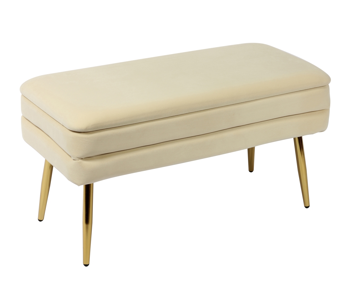 Picture of TOV Furniture TOV-OC6467 31.3 x 14.8 x 16.5 in. Ziva Velvet Storage Bench&#44; Cream