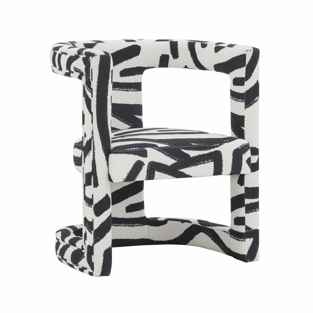 TOV-S44182 Ada Velvet Chair, Black Brushstroke Pattern & White -  Tov Furniture